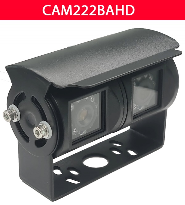 Black 1080P AHD twin lens reversing camera with stainless steel bracket